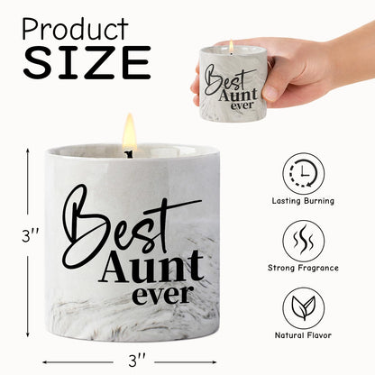 Aunt Gifts - Scented Best Aunt Ever Candle for Christmas, Birthday, Wedding and Mother's Day - 6 Oz Ceramic Candle From Niece and Nephew