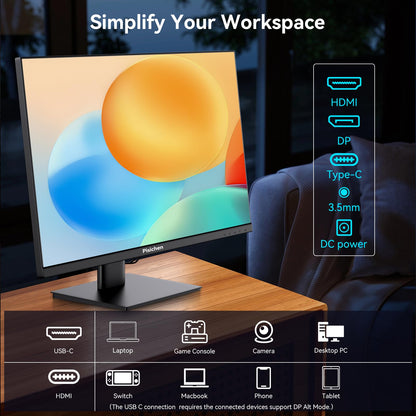 Pisichen Touchscreen Monitor 2K 144Hz 23.8 Inch QHD 2560x1440P Computer Monitor USBC HDMI DP Ports Eye Care Frameless VESA Mount