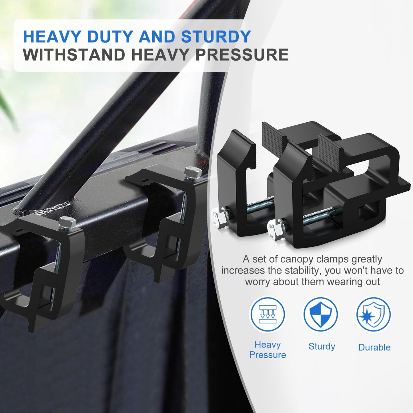 moveland 8 PCS Camper Shell Clamps - Heavy Duty Truck Topper Clamps - No Drilling Required Truck Cap Clamps for Chevy Silverado Sierra/Dodge Dakota Ram 1500 2500 3500, F150 F250, Titan, Tundra