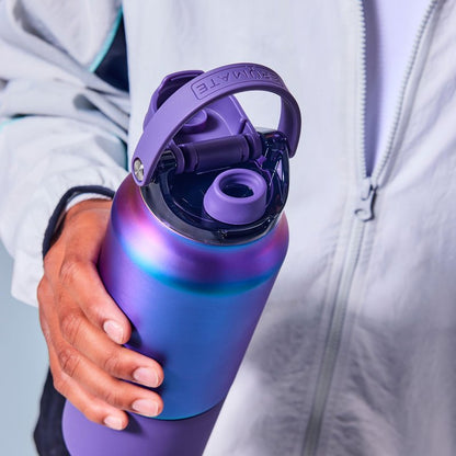 BrüMate Rise 25oz Water Bottle With 100% Leakproof Covered Silicone Straw | Insulated Stainless Steel Water Bottle | Cup-Holder Friendly | Fast Flow | Soft Sip Spout | BPA-Free (Nightfall Blue)