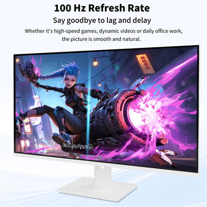 Pisichen Touchscreen Monitor 2K 27 Inch IPS Gaming 100Hz, 10-Point Touch QHD 2560x1440 PC Display, HDMI VGA USBC Computer Monitor, Built-in Speakers, White