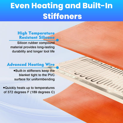 PVC Heating Blanket for Bending Pipes 2" to 3", PVC Conduit Bender 3 Minutes of Heating,Easy Bending,Newly Added Overheat Protection,High-Quality Silicone Material,Longer Service Life,120V/200W