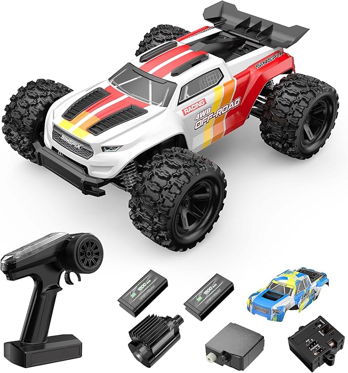 Mjx Hyper go High Speed 4WD Electric Vehicle with 2.4 GHz Remote Control 4X4 Waterproof Off-Road Truck with Two Rechargeable Batteries and Two car Bodies1/18 Scale All Terrain RC Cars 35km/h