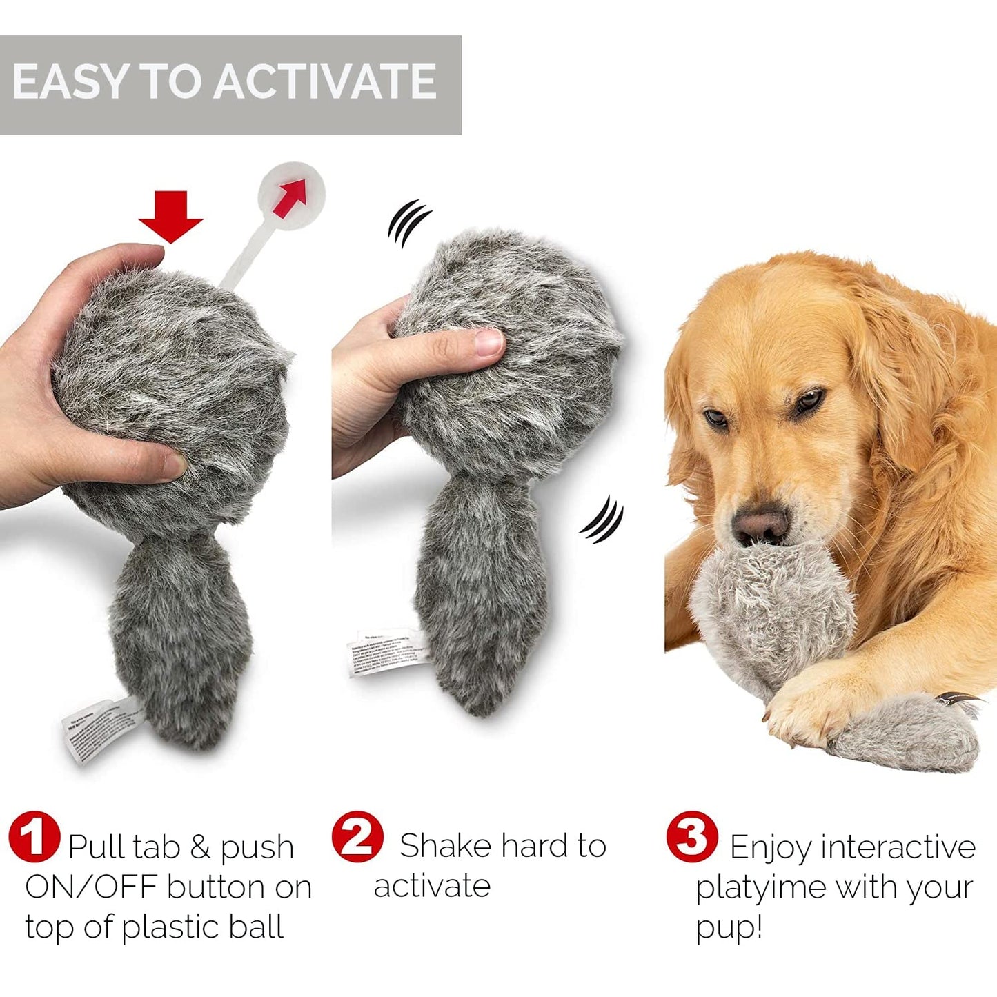 Hyper Pet Doggie Tail Interactive Plush Dog Toys (Wiggles, Vibrates, and Barks, Stimulating Play)