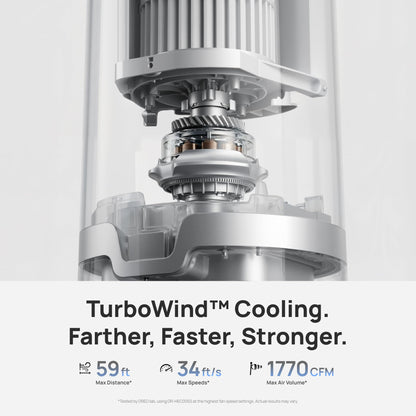 DREO TurboCool Misting Fan 765S, Fans that Blow Cold Air, 10°F Cooling, 34ft/s Fast Evaporative Air Cooler, 6L Tank, 20 dB Quiet DC Motor, 90° Tower Fan with 12 Speeds, 4 Modes for Home, Grey
