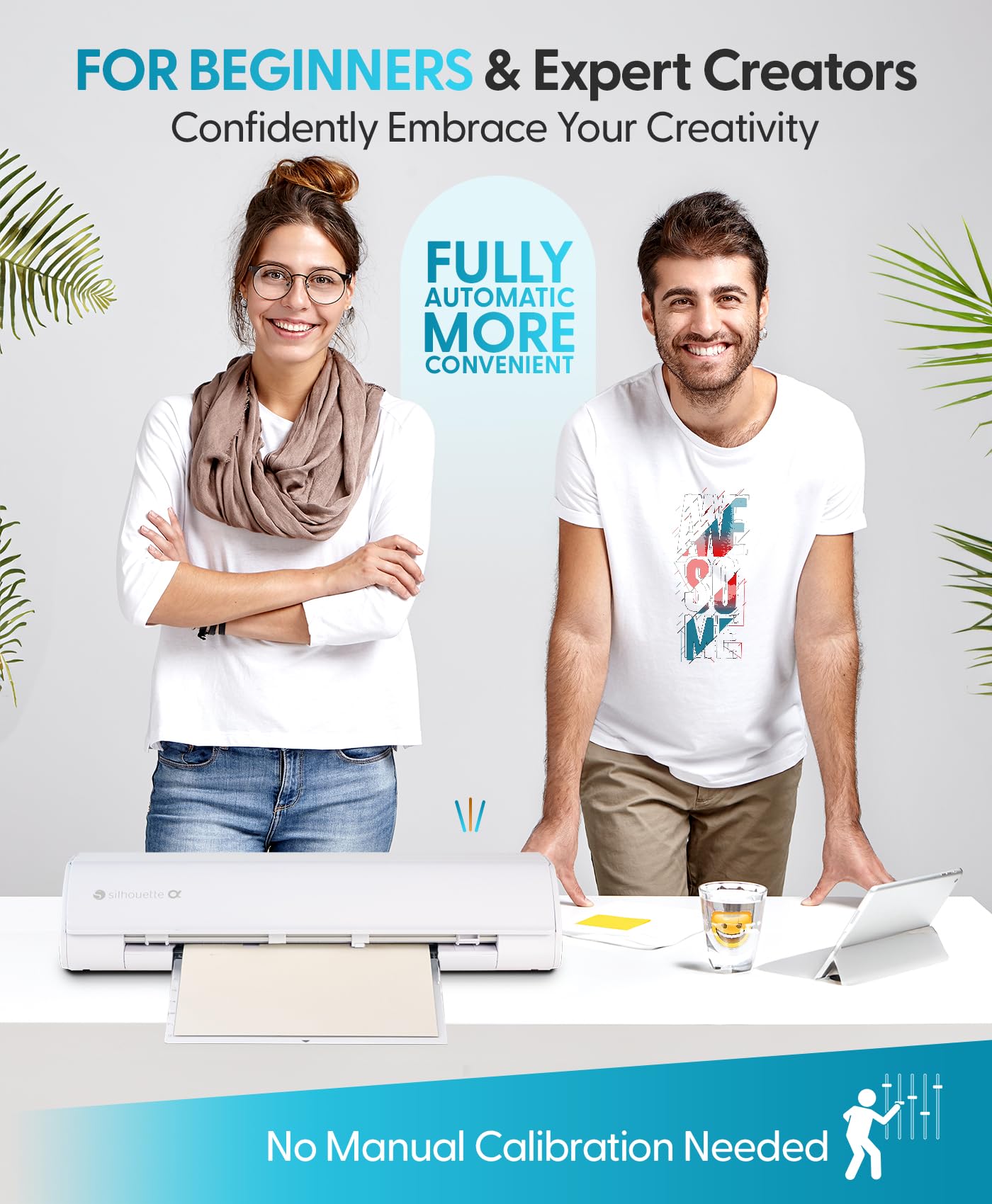 Silhouette America Cameo 5 Alpha (α) - Smart Cutting Machine for Print & Cut - Quiet Operation with AutoBlade, Studio Software, Cutting Mat- Vinyl, Paper & Fabric Compatible - Classic White