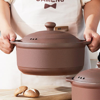 Natural Terracotta Casserole with Lids Clay Pots for Cooking, Unglazed Earthenware Rice Pots (T4-3.6QT)