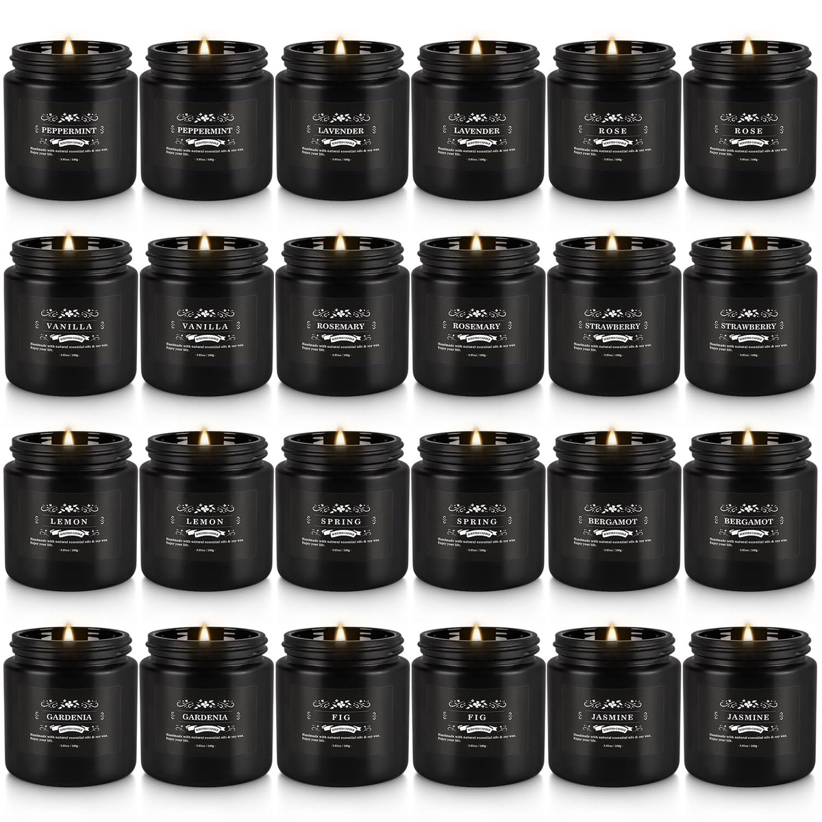 24PCs Black Scented Candles - Men Candle Gift Set, Soy Wax Candle for Parties, Yoga,and Home Decor, Indoor Outdoor 3.05Oz