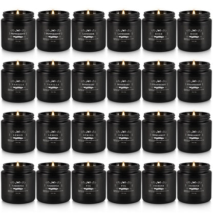 24PCs Black Scented Candles - Men Candle Gift Set, Soy Wax Candle for Parties, Yoga,and Home Decor, Indoor Outdoor 3.05Oz