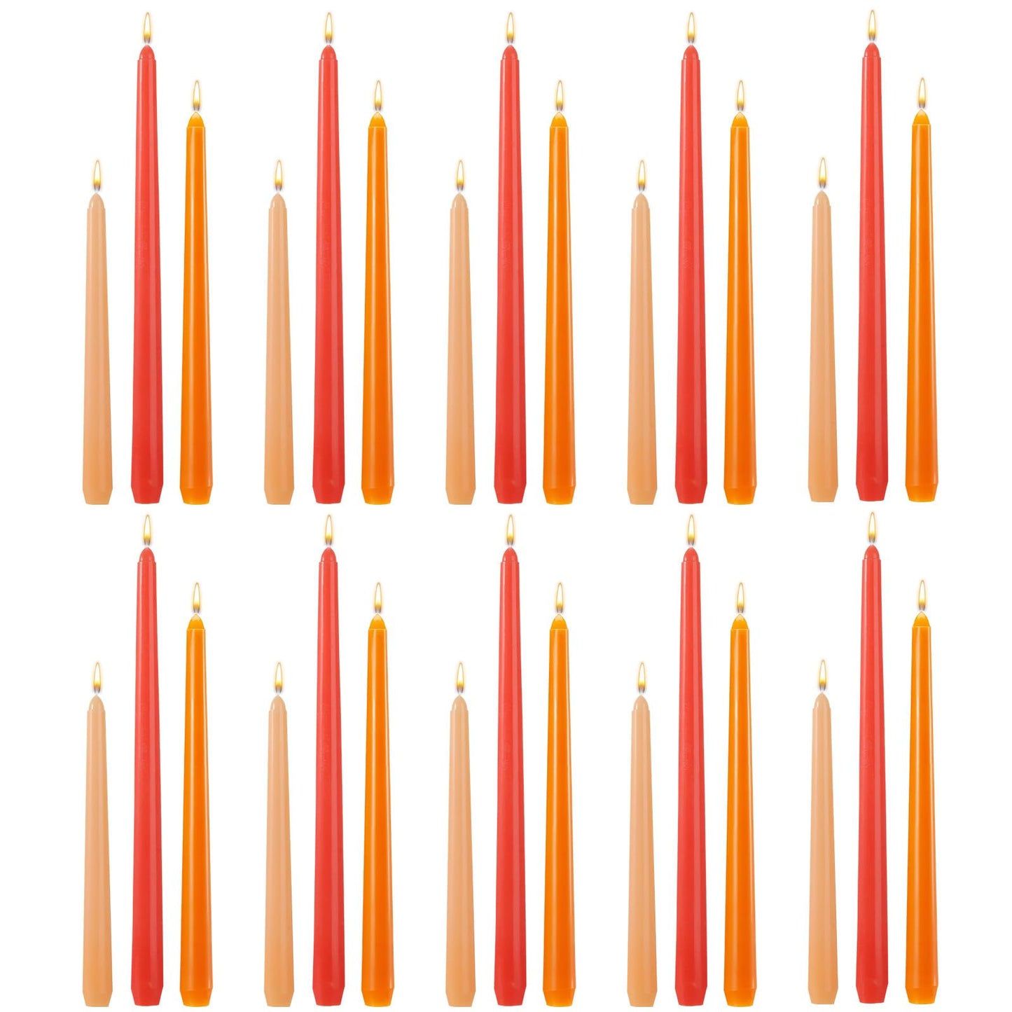 MTLEE Taper Candles 8/10/12 Multi Height Unscented Taper Candles 8 Burn Hours for Dinner Decorative Home Decoration Fall Thanksgiving Wedding Party Candlesticks(Gradient Orange,36)