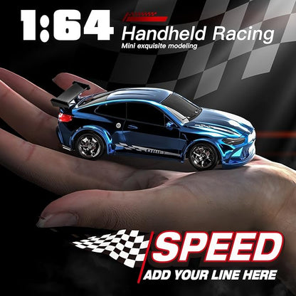 Desktop Mini Size 1:64 Scale 4WD RC Drift Car with Skill-Building Drift Control &amp LED Lights – Learn Drift Techniques Fast Charge Adjustable Throttle 2.4GHz Remote – Red