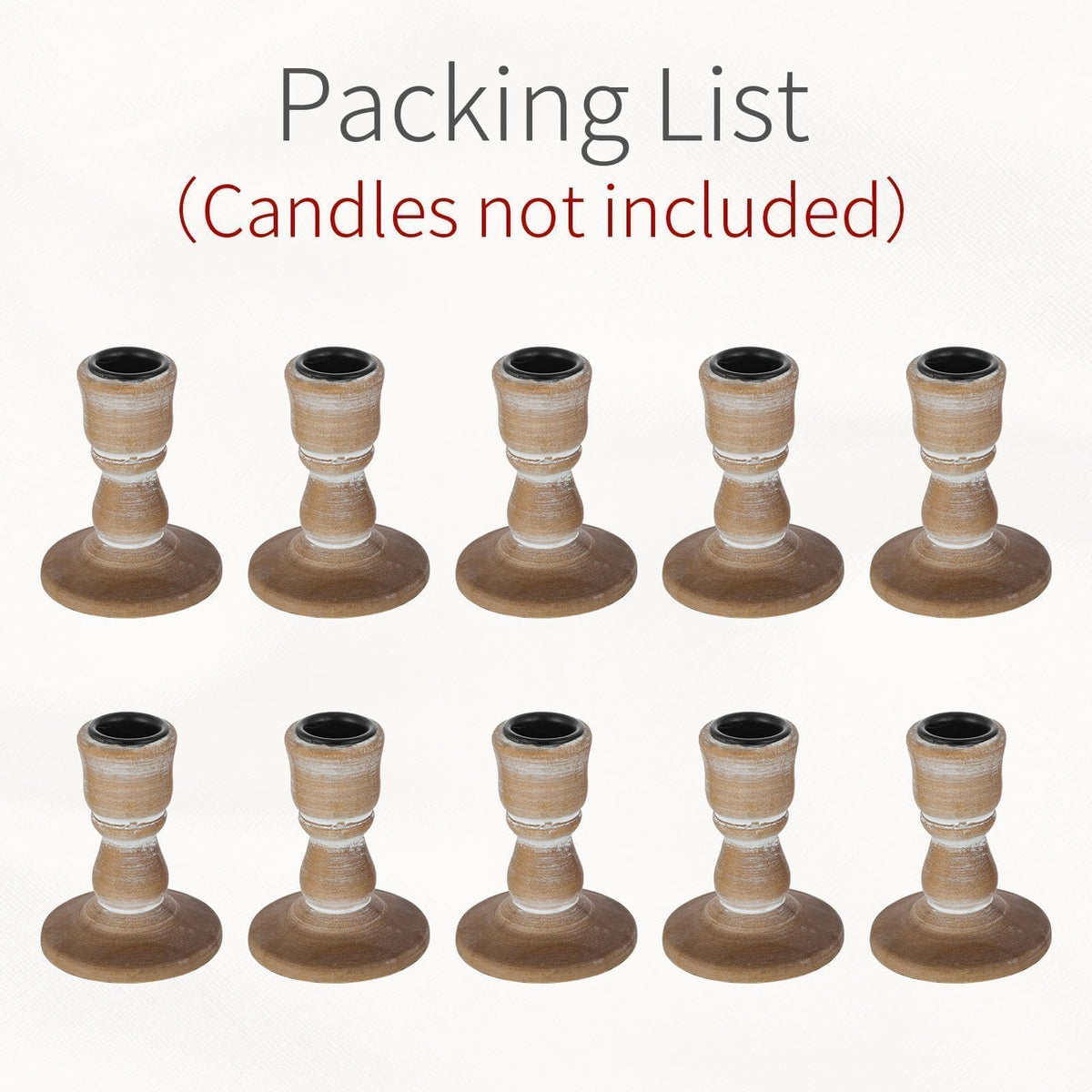 Inweder Wooden Taper Candle Holders: Wood Candlestick Holders Rustic Farmhouse Fall Decor for Living Room Dinning Table Centerpiece Christmas Set of 10