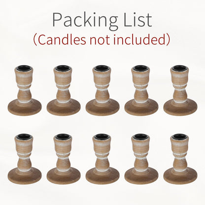 Inweder Wooden Taper Candle Holders: Wood Candlestick Holders Rustic Farmhouse Fall Decor for Living Room Dinning Table Centerpiece Christmas Set of 10