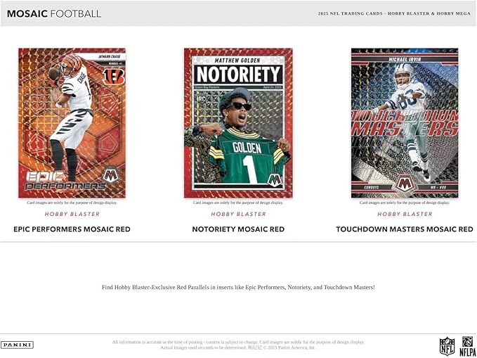 Panini 2025 Mosaic Football 6-Pack Hobby Blaster Box (1 Green Mosaic Per Blaster Box)