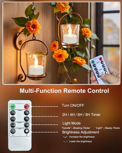 HONGJINGCHEN Rechargeable Candles Tea Lights with Remote Timer,Battery Operated Flameless LED Tea Lights Candles with USB Rechargeable for Halloween,Christmas,Weddings,Birthdays 6-Pack(Warm White)