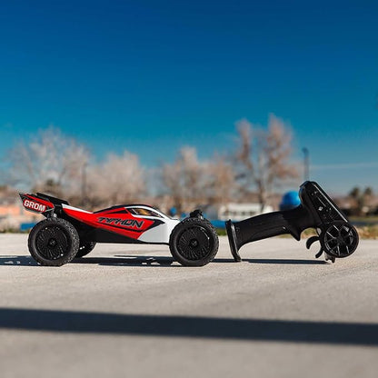 ARRMA RC Car Typhon GROM 4x4 Smart Small Scale Buggy RTR with Battery &amp Charger Red/White ARA2106T2