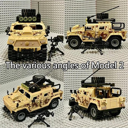 Military Vehicles Building Blocks Sets Compatible with Lego Military Armored Vehicle Set Army Model Kit STEM Toys for Boys Kids and Teens Ages 8-14 (Khaki)