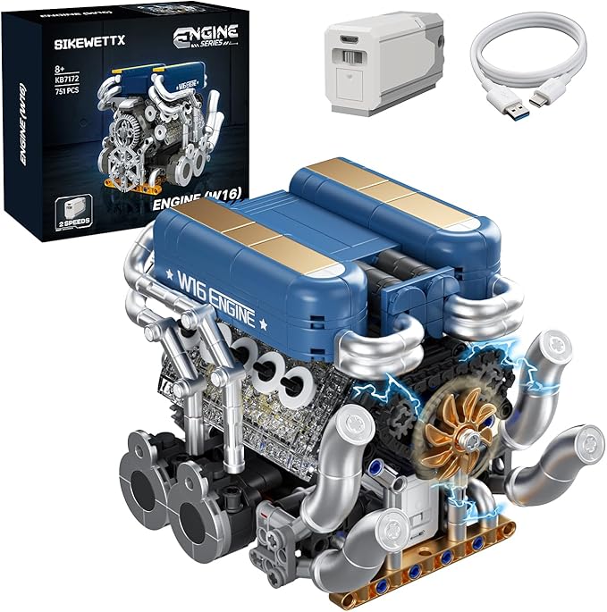 W16 Engine Building Kit (Twin V8 Design) 751 PCS to Build Your Own W16 Engine Model Kit for Kids Boys Compatible with Lego Engine Sets for Boys 8-14 STEM Building Blocks Toys for Kids Adult