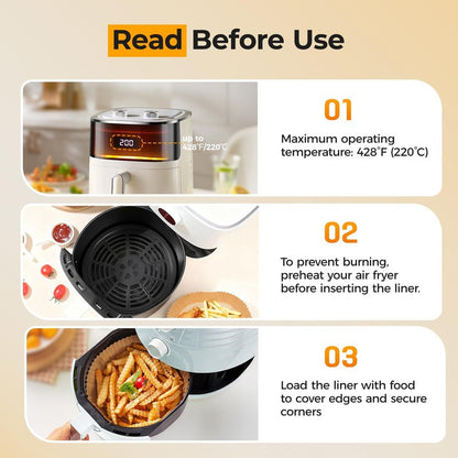 Air Fryer Liners for Ninja, 200 Pcs 8" Round Airfryer Paper Liners Disposable for Oven, Pans & Baking, Non-Stick and Oil Proof Parchment Paper for 5-8 qt Air Fryer Basket by Vailnd