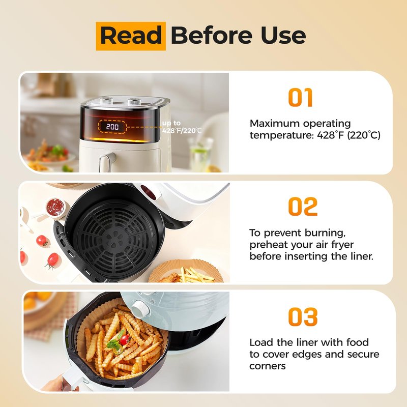 Air Fryer Liners for Ninja, 205 PCS Heavy-Duty Disposable Air Fryer Liners, 8" Round Airfryer Paper Liners for 5-8 QT Basket, Oil-Proof & Non-Stick Parchment Paper for Baking, Microwave, Oven, Pans