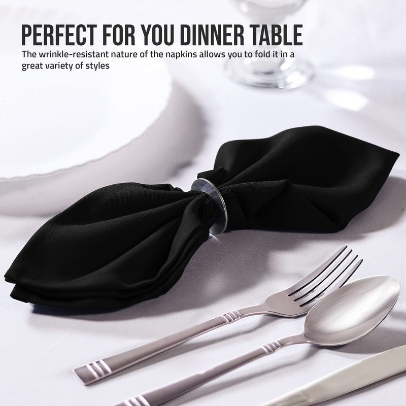 Utopia Home Black Cloth Napkins (12 Pack, 18x18 Inches), Ideal Dinner Napkins for Party, Wedding and Lunch/Dinner