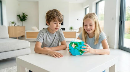 Pix Brix Space Bottle – Earth Set | 973-Piece 2D &amp 3D Earth Building Kit for Kids 8+ | Reusable Storage Bottle Keychain Clip Pixel Art Blocks | STEM Toy Compatible with Major Brick Brands