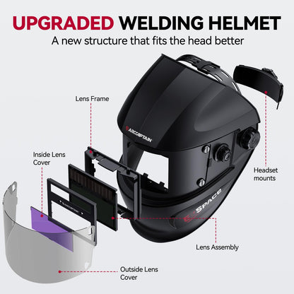 ARCCAPTAIN 50Amps Plasma Cutter Machine with 110/220V and True Color Auto Darkening Welding Helmet