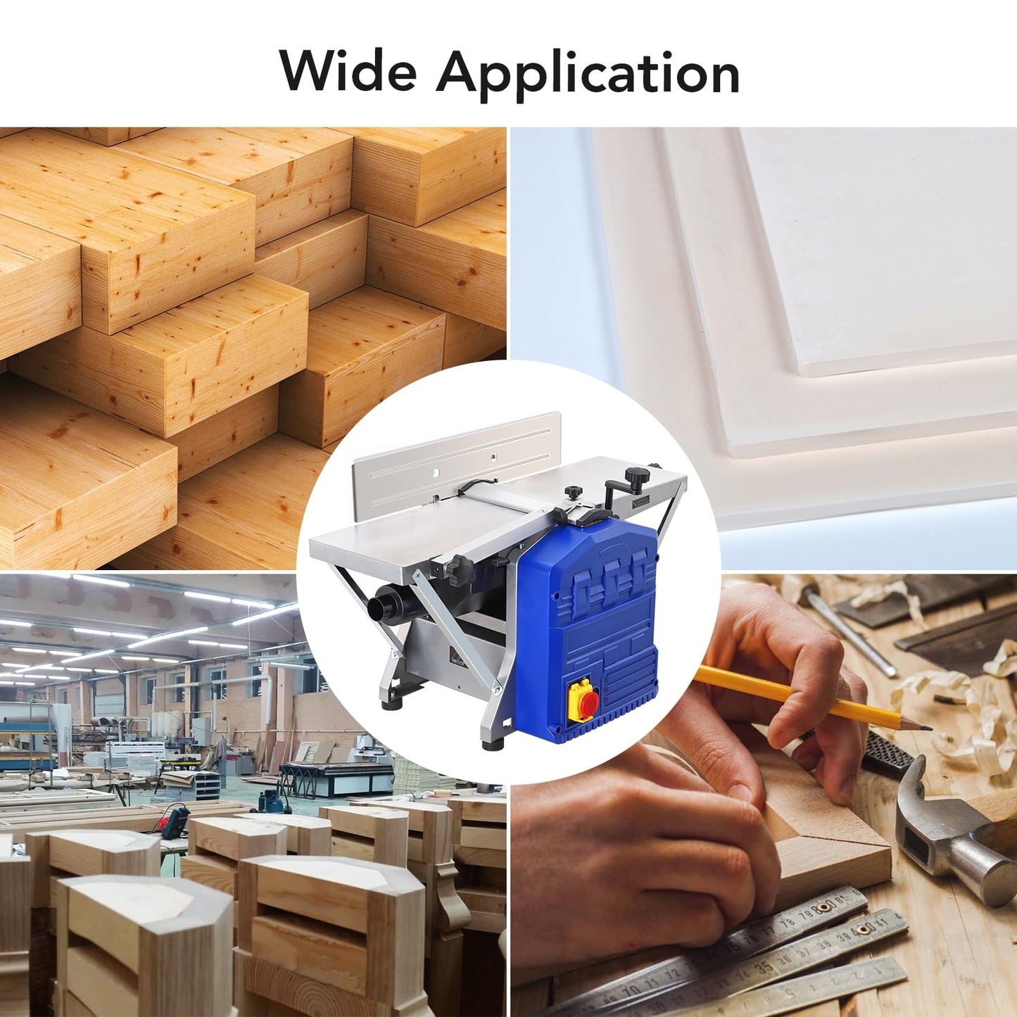 1250W Power Benchtop Planer, 29 "x 8" Worktable Thickness Wood Planer, Low Noise, Low Dust Planing and Dual Planing Function, for Removing Hard and Soft Wood Materials, Blue