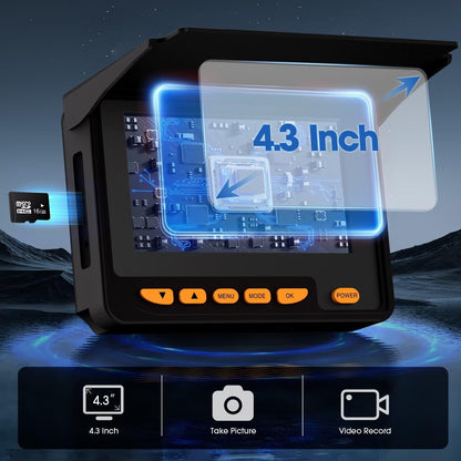 Sewer Camera 100ft,SYANSPAN HD 4.3" Screen 16GB DVR Drain Camera with 6 LED Light,8500mAh 8-10H Working Time Borescope w/Meter Counter for Plumbing Drain (100ft/30M)