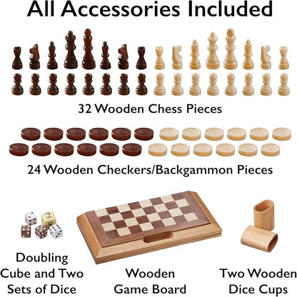 Mainstreet Classics by GLD Products Dutchman 3-in-1 Combo Folding Board Game SetBrown11-15 inches55-0202