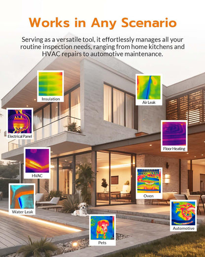 AccuMEMS GT24S Thermal Camera with Thermometer Mode, 320×240 UIRA-IR Enhanced Resolution, 256×192 Native IR, HVAC & Electrical Thermal Imaging Camera with Temp Alarm, -4°F~1202°F, NETD < 40 mK, 25Hz