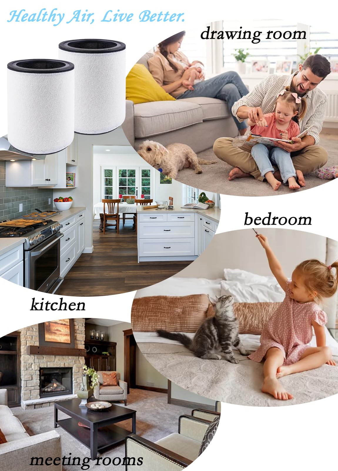 2 Packs H7122 Replacement Filters Compatible with GoveeLife Smart Air Purifier for Home Large Room Up to 1524 sq.ft., H13 True HEPA Air Purifier Filter for Smoke, Wildfire, Pet Hair, Model # H7122