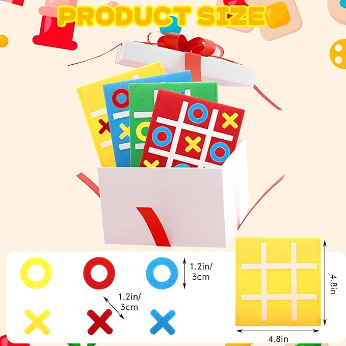 Yilloog 100 Pack Tic Tac Toe Mini Board Games Toys Bulk for Kids Tic Tac Toe Felt Board Game Birthday Party Favors Goodie Bag Stuffers for Classroom Prizes Back to School Gift 4.8''×4.8''