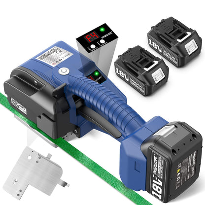 SWANSOFT Electric Strapping Machine,2500N Adjustable Tension,1/2-5/8 inch PP PET Strapping Tool,Semi Automatic Banding Tool with 2 x 5000mAh Batteries for Warehouse & Logistics Packaging Pallet Carton