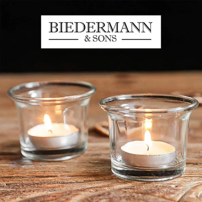 Biedermann & Sons Oyster Glass Tealight and Votive Candle Holders, Clear, 2 x 2 Inch - Set of 12