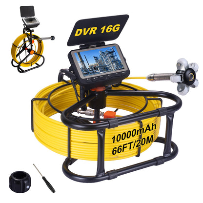 SYANSPAN Sewer Camera 66ft,Drain Pipe Camera HD 4.3in Screen DVR 17MM Plumbing Snake Borescope with 12pcs LEDs Light, IP68 Sewer Inspection borescopes for Plumber(66ft/20M)