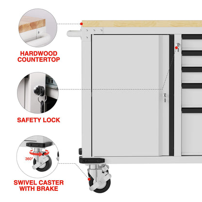 WORKPRO 52" x 20" 5-Drawer & 1-Door Rolling Tool Chest, Heavy Duty Tool Chest with Wheels, Power Strip, Locking System, Rolling Cabinet for Garage, Home & Kitchen, 1000 lbs Capacity