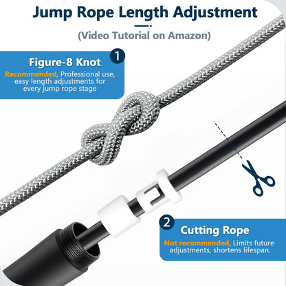 Coniflor Weighted Jump Rope, 1LB Tangle-Free Ball Bearing Rapid Speed Skipping Rope for Men Women, Adjustable 9mm Cotton & PVC Rope with Alum Handle for Boxing MMA Weight-Loss Athletic Workout Fitness