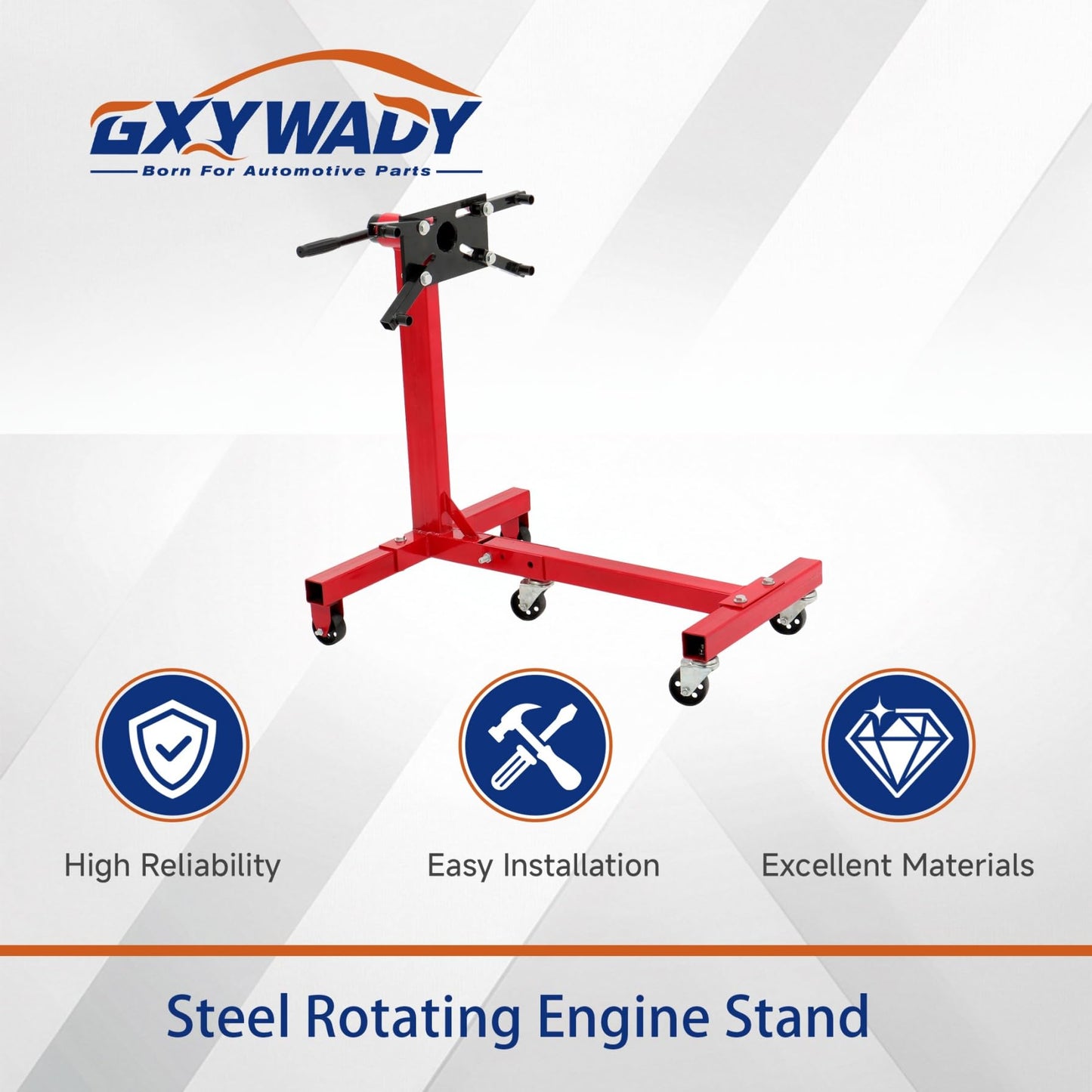 GXYWADY 1500lbs Red Torin Steel Rotating Engine Stand with 360 Degree Adjustable Rotating Head and Folding Frame 3/4 Ton (1,500 lb) Capacity