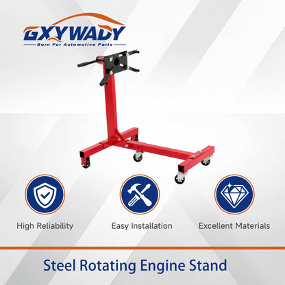 GXYWADY 1500lbs Red Torin Steel Rotating Engine Stand with 360 Degree Adjustable Rotating Head and Folding Frame 3/4 Ton (1,500 lb) Capacity