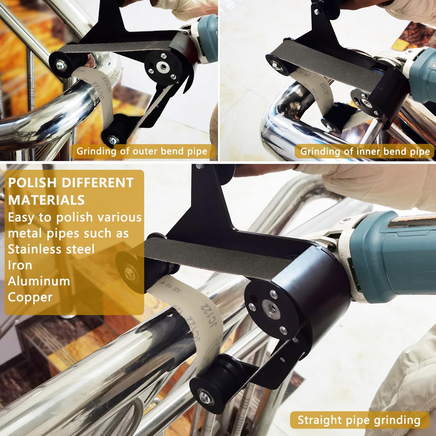 Pipe Belt Sander - 1280W Industrial Grade Pipe Tube Polishing Sandingwith 6 Variable Speeds,Suitable for Polishing Various Circular Pipe Materials,Woodworking and Metal Rust Removal(45Pcs Belts).