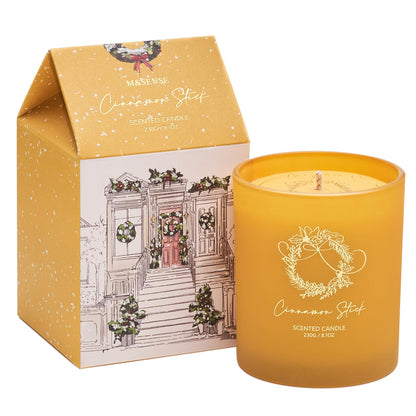 M&SENSE Christmas Holiday Candle - Cinnamon Stick Scent, 8.1oz Soy Wax, Ideal Winter Home Decor Gift for Women and Men