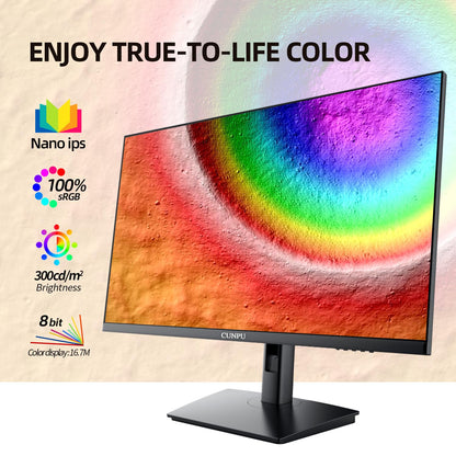 CUNPU 27 Inch Touchscreen Monitor, 10 Point Touch, FHD 1080P 60Hz Nano IPS Screen, 100% SRGB, VESA Wall Mountable, Tilt Adjustment, VGA HDMI for PC, Laptop Business & Work Station