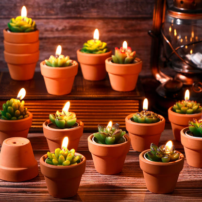 Shihanee 36 Pcs Succulent Cactus Tealight Candles with Mini Terracotta Pots, Spring Decor, Fiesta Cinco De Mayo Party Decorations, Mexican Party Favors, Baby Shower Wedding Table Decor(Red)