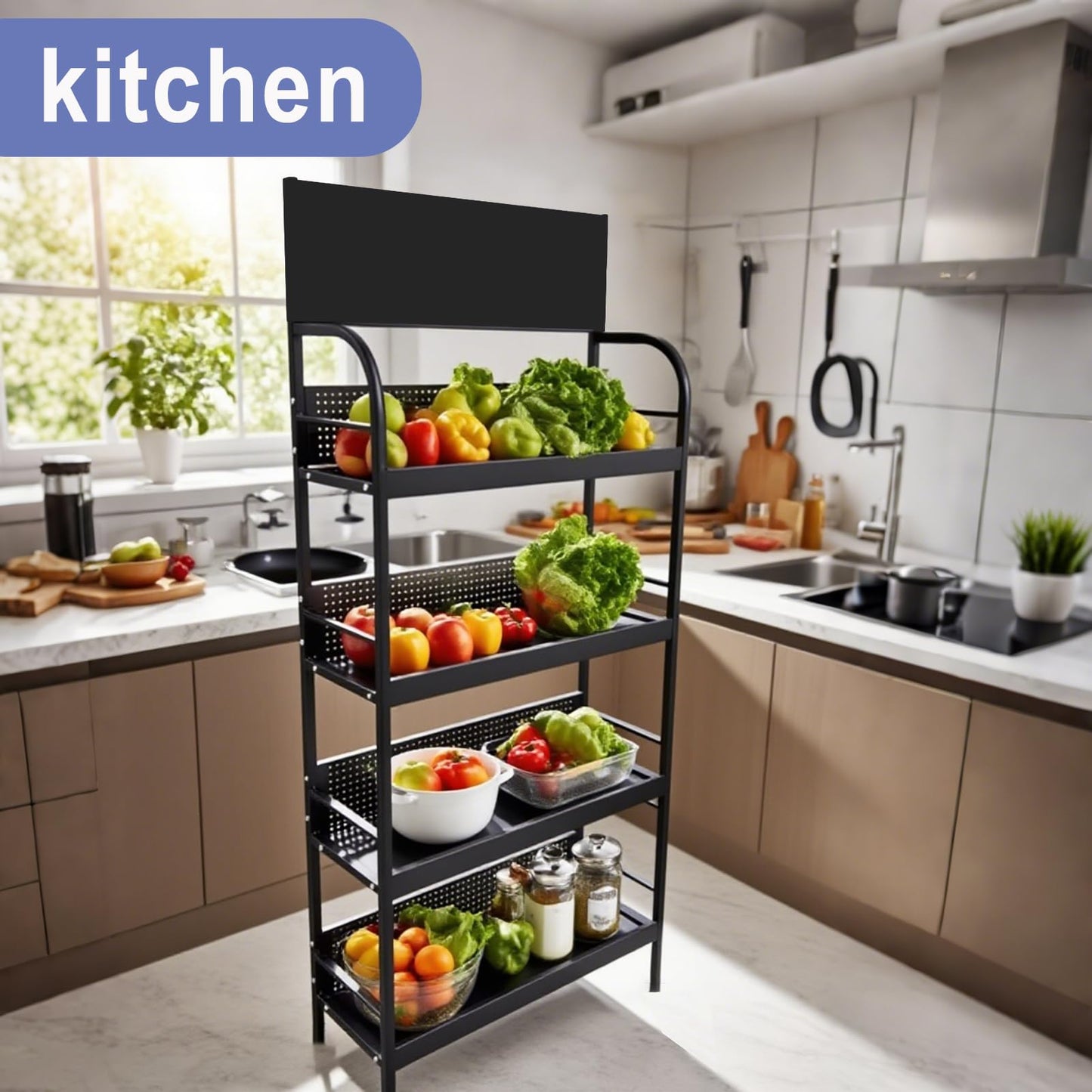 BFECGDXT 4-Tier Retail Display Racks, Metal Display Shelving, Heavy-Duty Standing Shelves for Supermarkets, Garages, Stores, Warehouses, Home & Kitchen, 31.4" W x 67" H