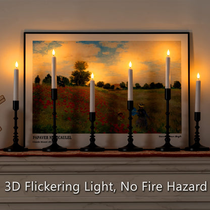 5plots White Flameless Taper Candles with Remote, Timer, Roman Column Led Taper Candles Battery Operated, Led Candlesticks with 3D Flame, Floating Flickering Candles for Halloween Christmas Decor