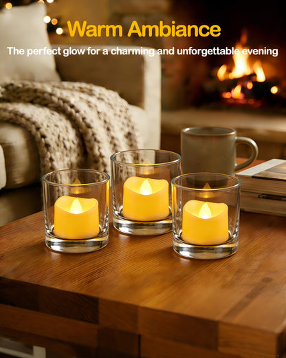 Gmnee 24Pcs Flameless Tealights Candles, 200+Hours LED Candles, Small Tea Lights Candles Battery Operated for Christmas, Wedding, Party, and Halloween Decoration