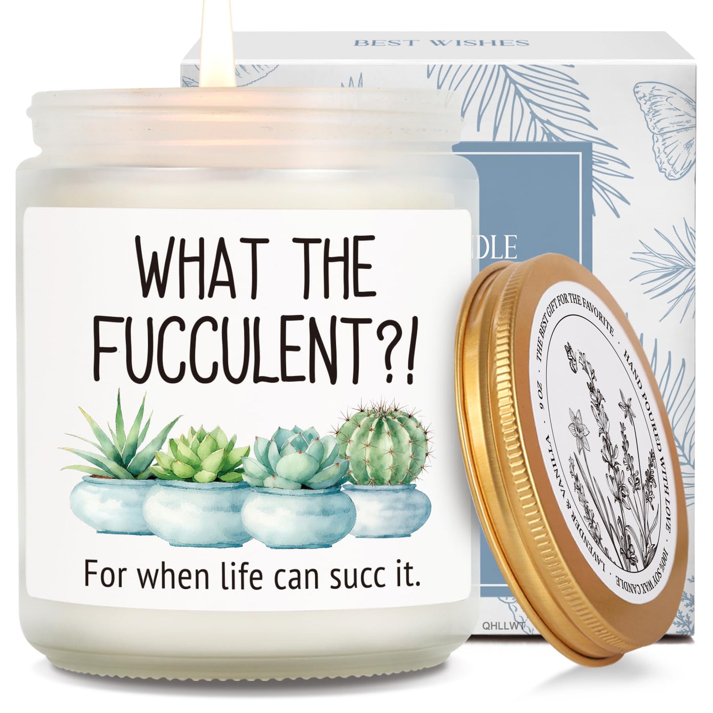Succulent Candle, Plant Lover Gifts for Best Friends Her Him Girlfriend Sister Wife, Cheer up Lavender & Vanilla candles, Get Well Presents for Women, Her, Cheer up Ideas