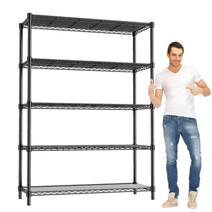 RackBro 48" W Garage Shelving 1875LBS Heavy Duty Wire Shelving Unit, Metal 5-Tier Adjustable Steel Storage Rack with Liners, Storage Tote Rack, 48" W x 18" D x 72" H for Garage Commercial, Black