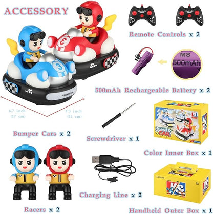 Remote Control Bumper Cars Toy (2 Cars Set) – Rechargeable RC Ejector Vehicles with Music &amp Lights 2-Player Battle Racing Game for Kids Ages 3–8 Birthday Gift